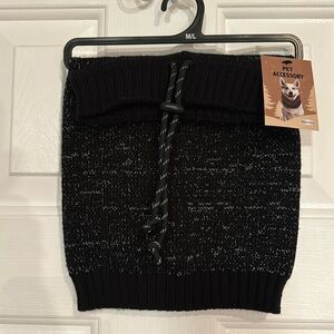 Dog Neck Snood/Scarf Black with adjustable drawstring, Size M/L